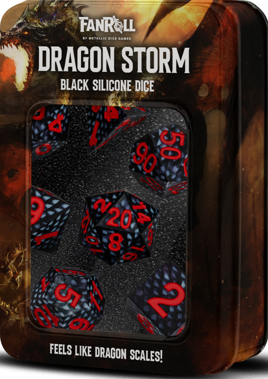 Silicone 7 Dice Set: Dragon Storm - Black Scales