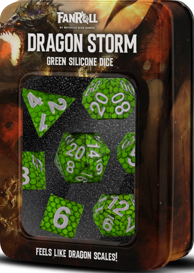 Silicone 7 Dice Set: Dragon Storm - Green Scales