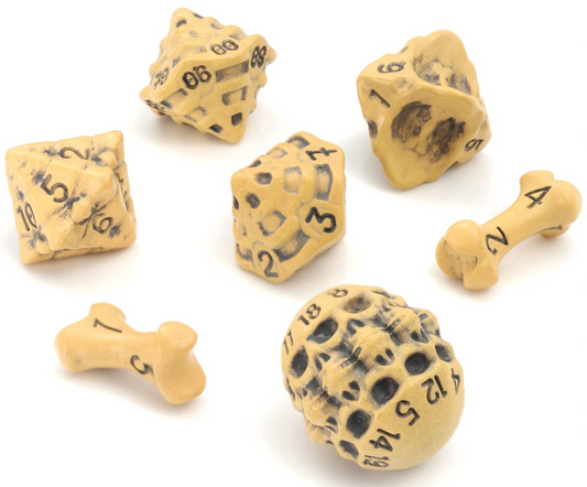 7-Die Set Skull & Bone Ancient Bone Yellow