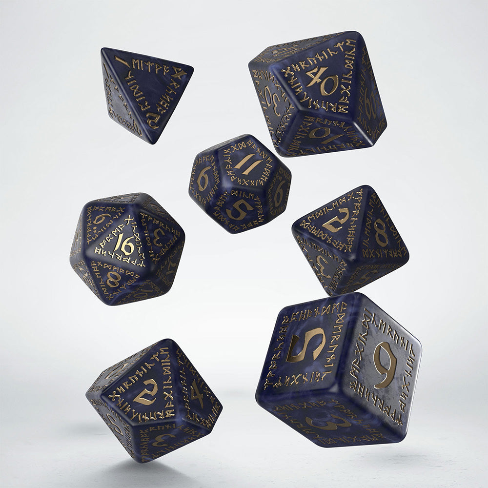 Runic Dice Set: Mixed Blue Gold