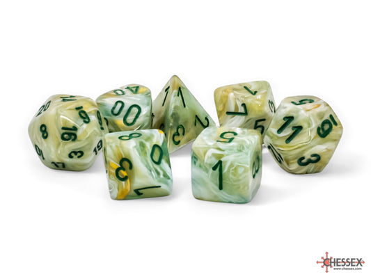 Mega-Hedral 7pc set- Marble- Green/Dark Green