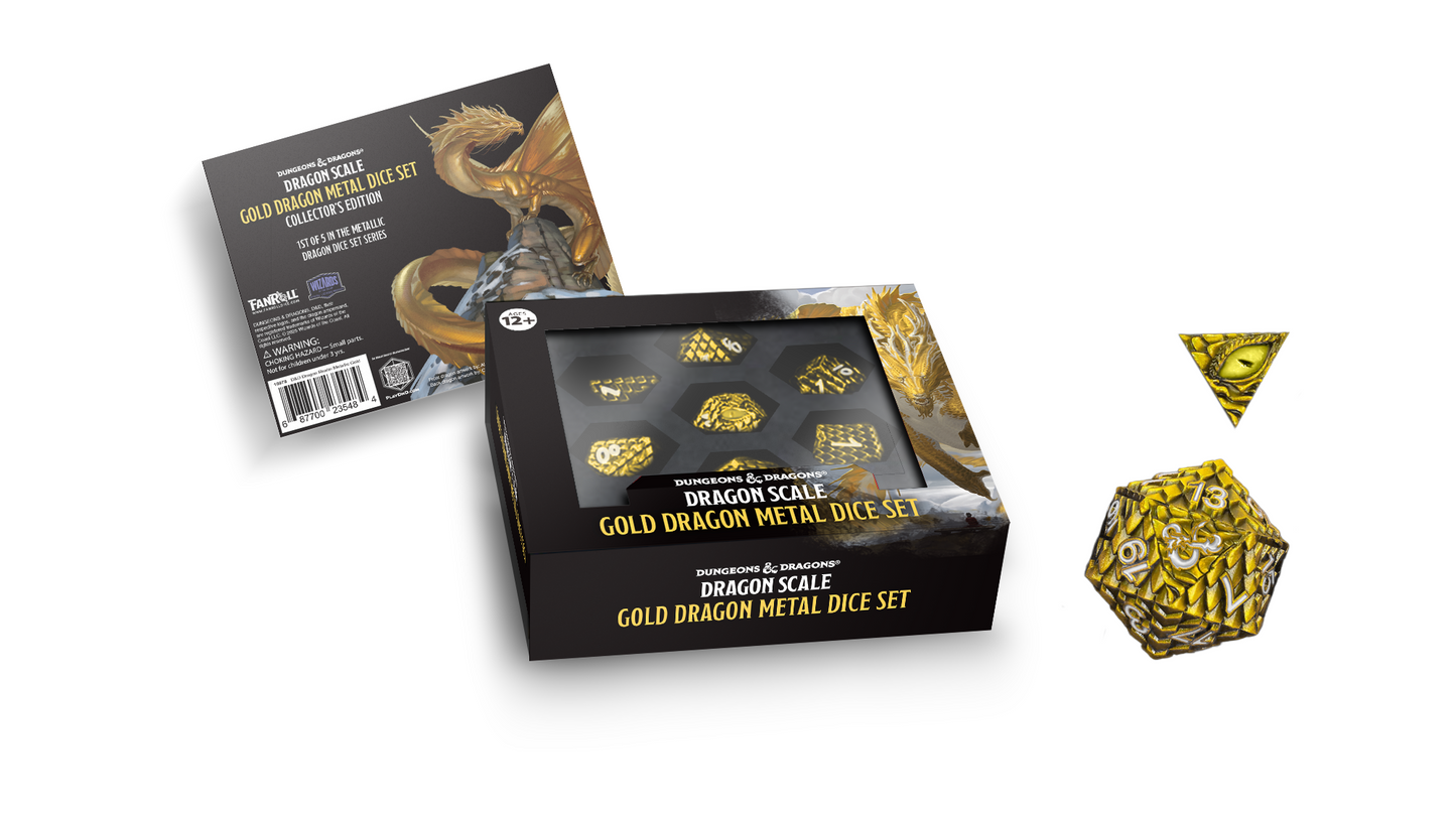 Metal Dice: 7 pc: Dragon Scale Gold