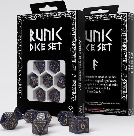 Runic Dice Set: Mixed Blue Gold