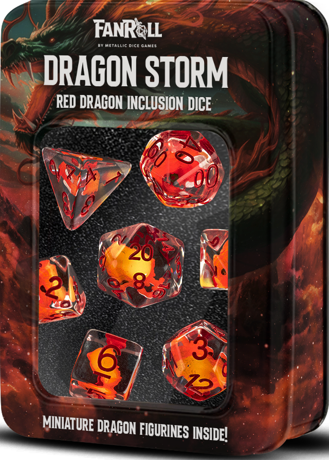Dragon Storm Inclusion Resin Dice Set: Red Dragon