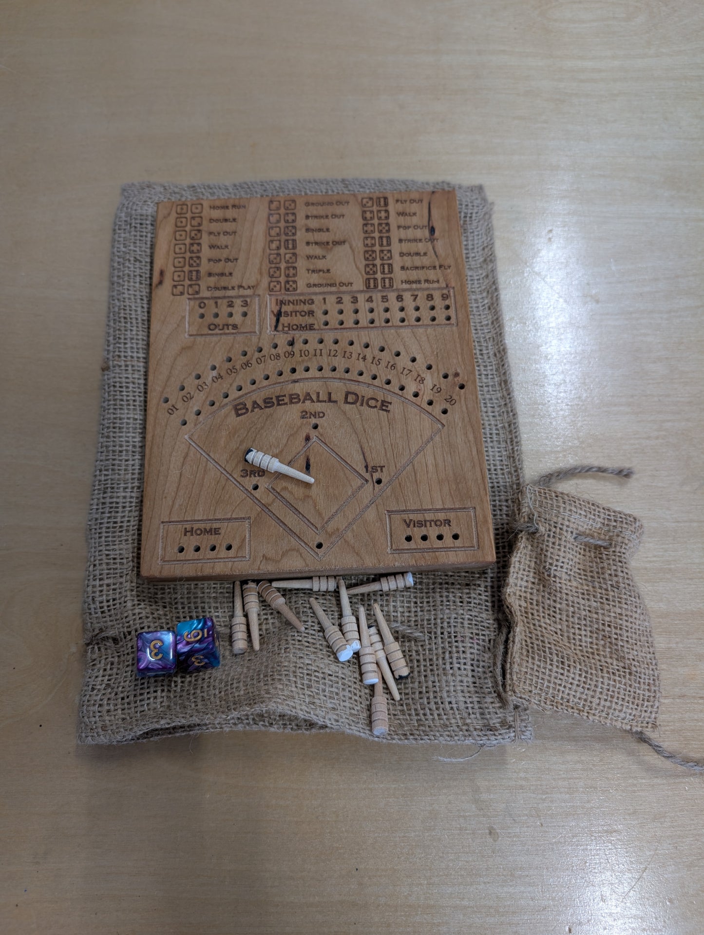 Baseball Dice- Hand Crafted with Solid Maple