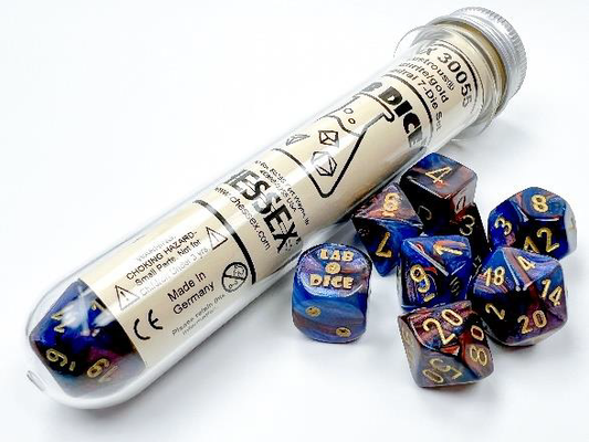 Lab Dice Lustrous: 7-die set with Bonus Dice- Azurite/Gold