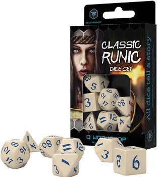 Classic Runic Dice Set: Beige/Blue