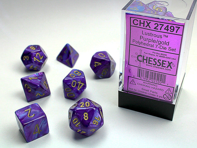 Lustrous: 7pc dice set- Purple/Gold
