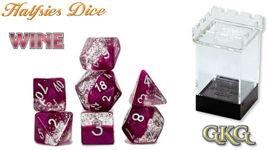 Halfsies Dice: 7Pc Glitter Edition Wine