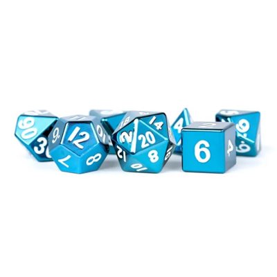 Dice: Metal 16mm 7pc Set: Blue