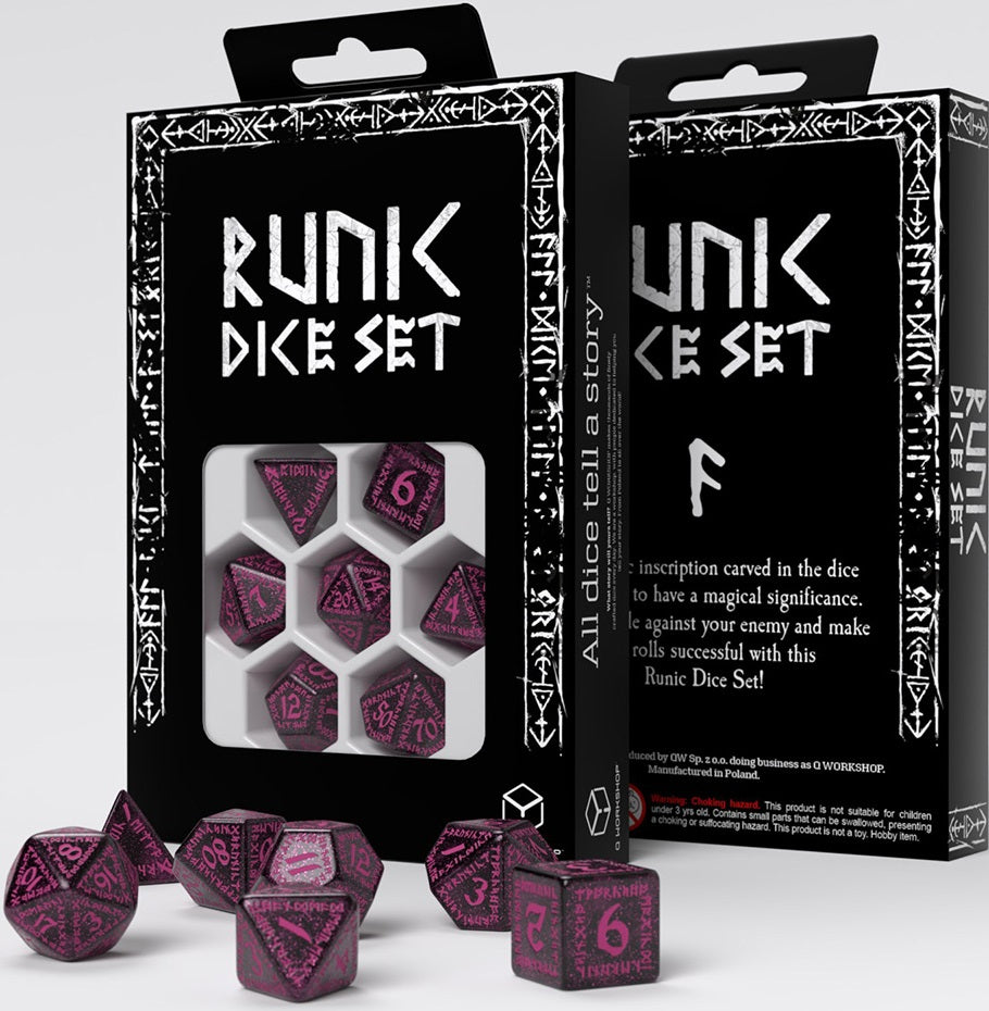 Runic Dice Set: Black with Magenta