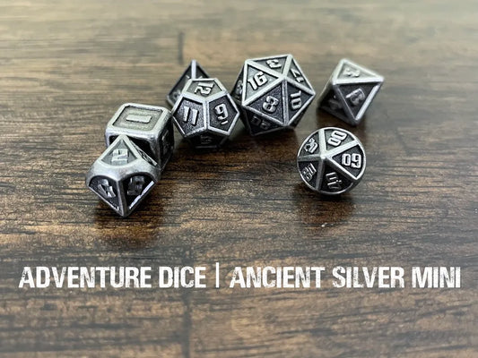 Ancient Silver mini metal dice set