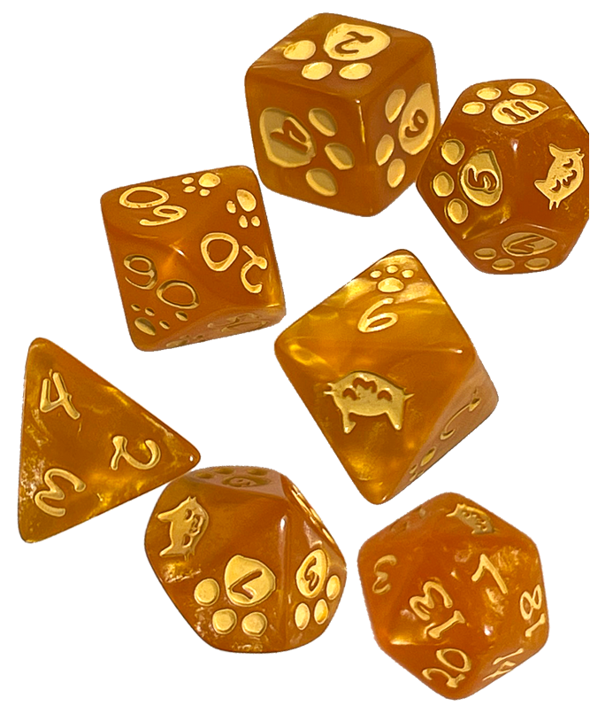 Kitten Dice Set: Orange (7pc)