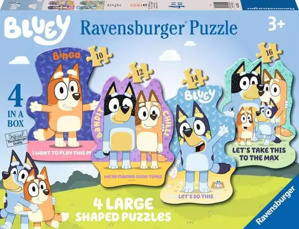 Bluey: 4 Large Shaped Puzzles - 10/12/14/16pc