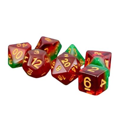 Dice: Resin 16mm 7pc Set: Watermelon