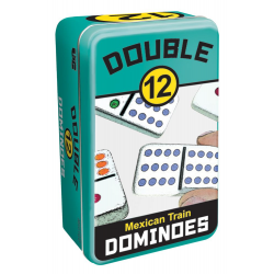 Mexican Train Dominoes- Double 12 Color with Tin