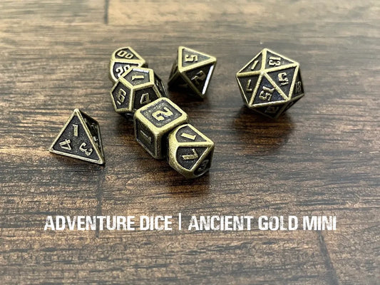 Ancient Gold mini metal dice set