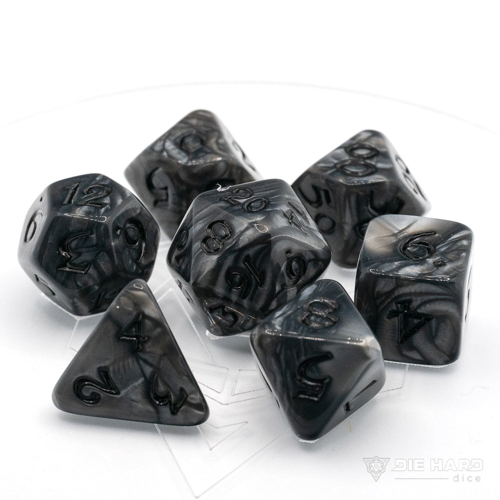 Die Hard Dice: 7pc Elessia Shale with Black
