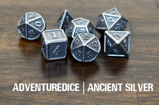 Ancient Silver metal dice set