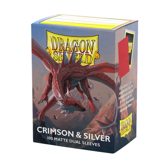 Dragon Shield Sleeves Dual Matte Crimson & Silver 100CT