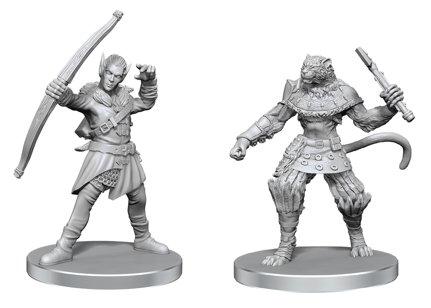 PF Unpainted Minis WV26 Elf Hunter and Catfolk Bandit