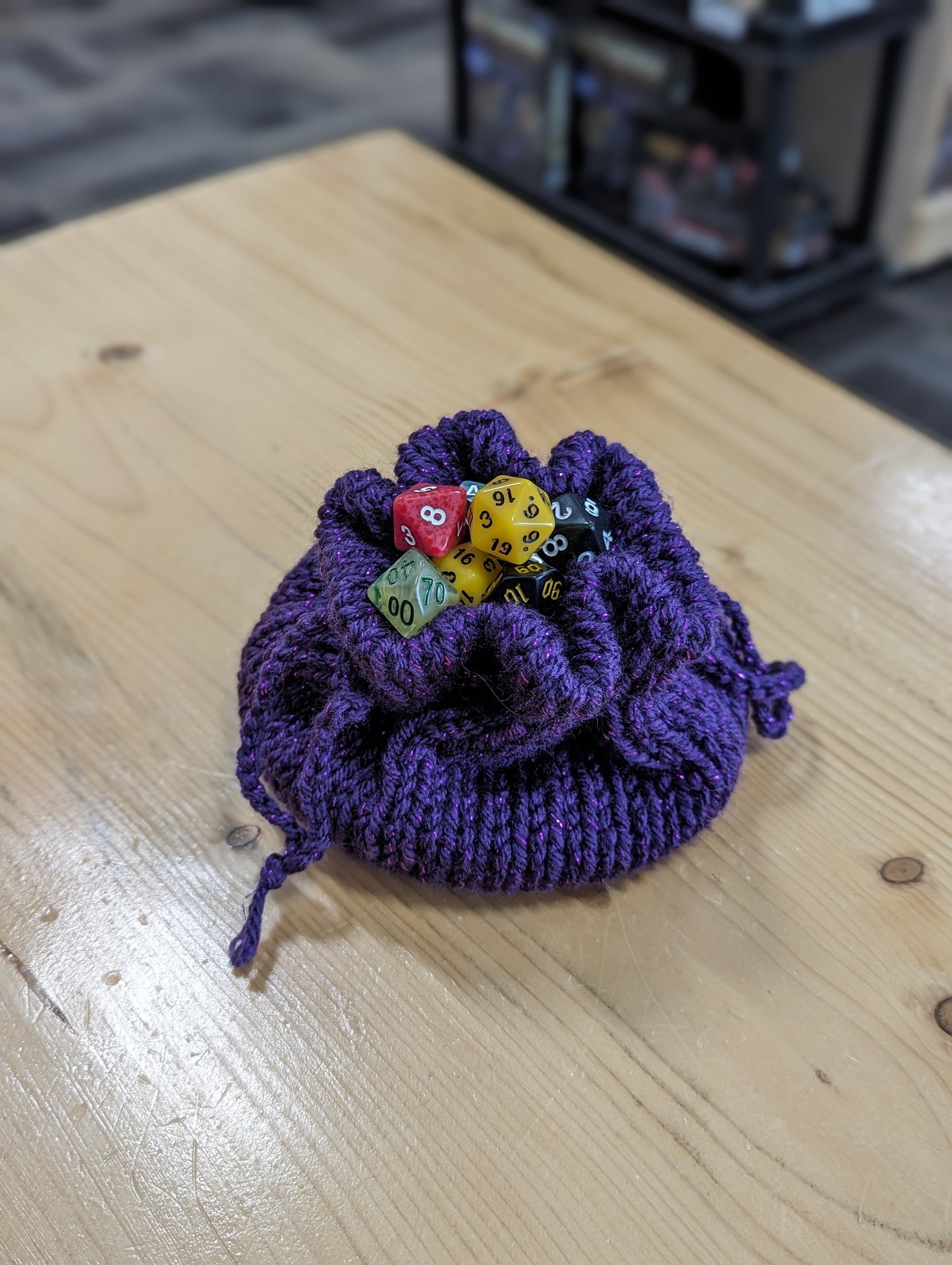 Handmade Crochet Dice Bag- Large Purple