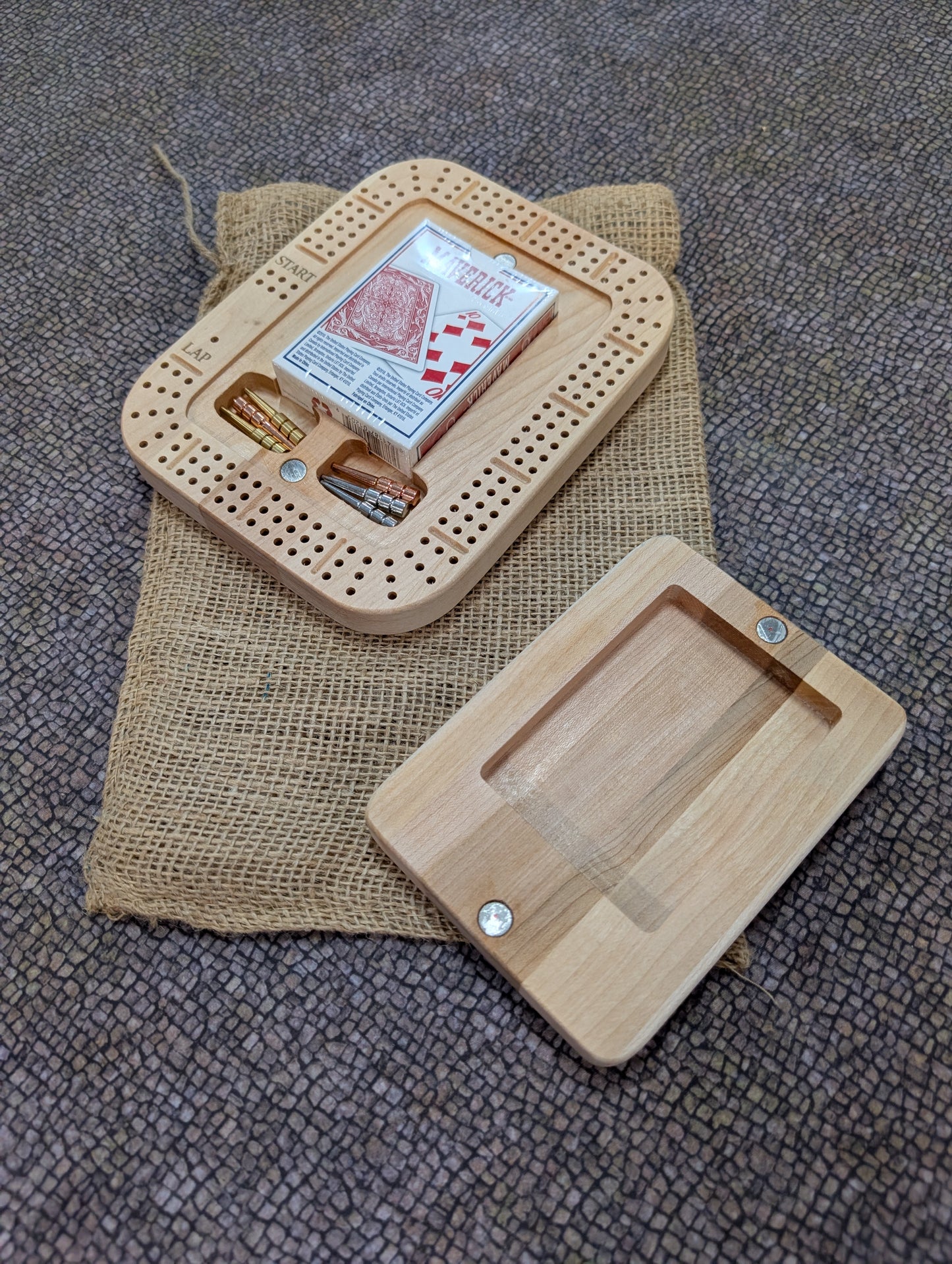 Laser engraved Maple crib board- Dice Hollow