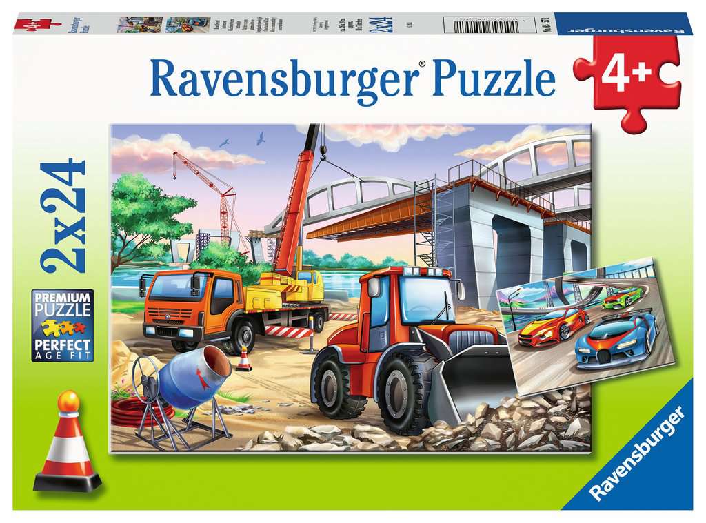 Cars and Construction- 2x24 pc puzzles