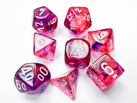 Lab Dice Nebula: 7-die set with Bonus Dice- Black Light Special/White