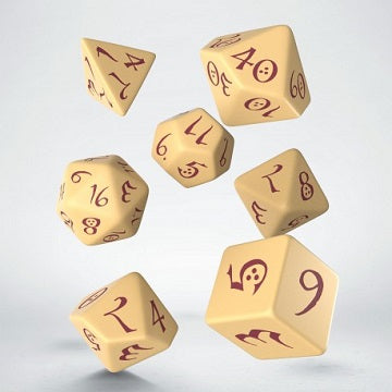 Classic RPG Dice Set- Beige/Burgundy