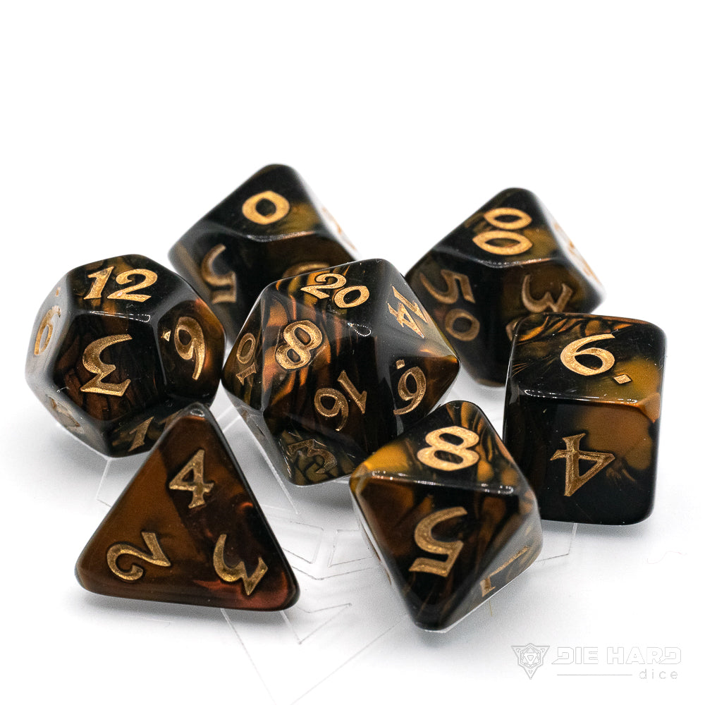 Die Hard Dice: 7pc Elessia Changeling with Gold