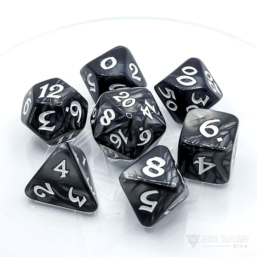 Die Hard Dice: 7pc Elessia Shale with White