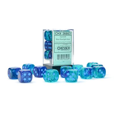 Gemini: 12D6 Blue / Light Blue Luminary Dice Block