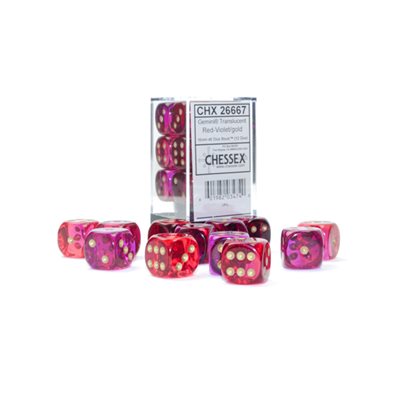 Gemini: 12D6 Translucent Red-Violet / Gold Dice Block