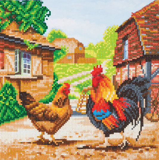 Crystal Art Kit (Medium)- Farmyard Chickens